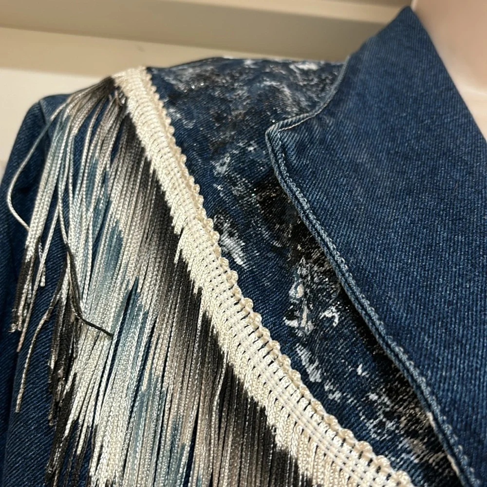 Vintage EUC Wanted by Beads Beautiful Country Style Jean Open Jacket Size S - Picture 3 of 8